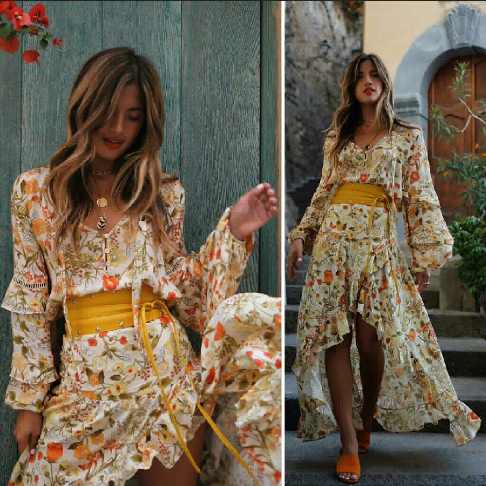 New spell designs sayulita blouse sunflower XS top