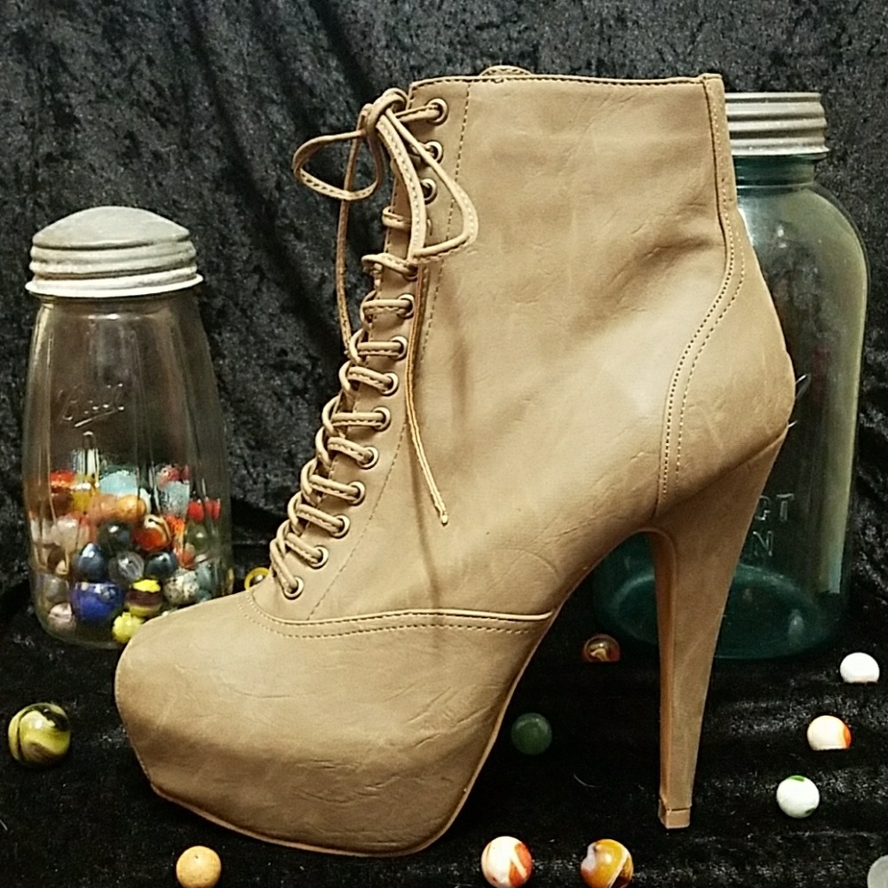 Bakers Squared Grey Platform Lace Up Heel