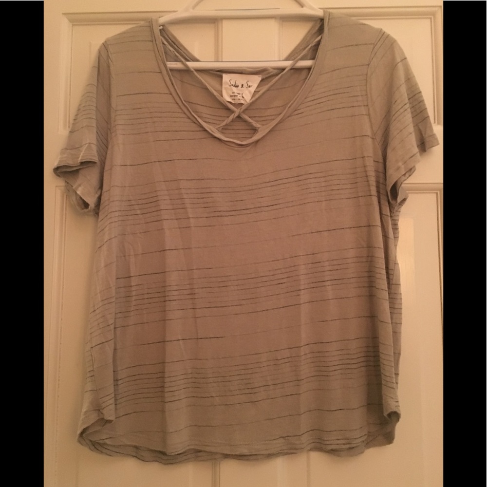 Green striped s/s top