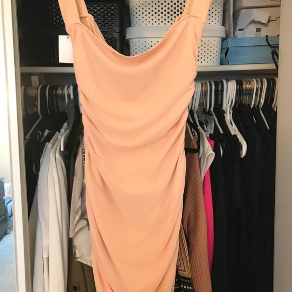 Pink/nude off the shoulder dress - Picture 3 of 4