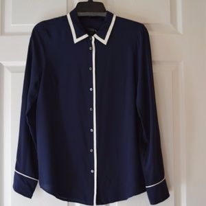 NWT J. Crew Navy Silk Tipped Boy Shirt