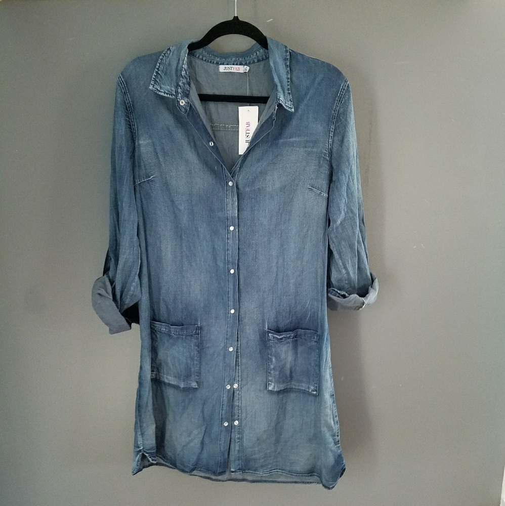 SOLD ๐ Just Fab Chambray Tunic / Dress Nwt - Picture 1 of 4