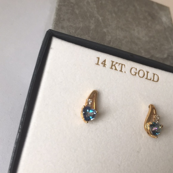 Topaz and gold earrings - Picture 3 of 6