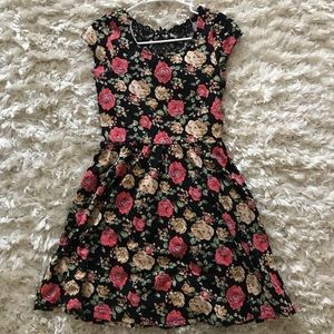 Black floral dress with lace back