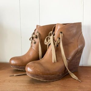 Lucky Brand Leather bootie wedges