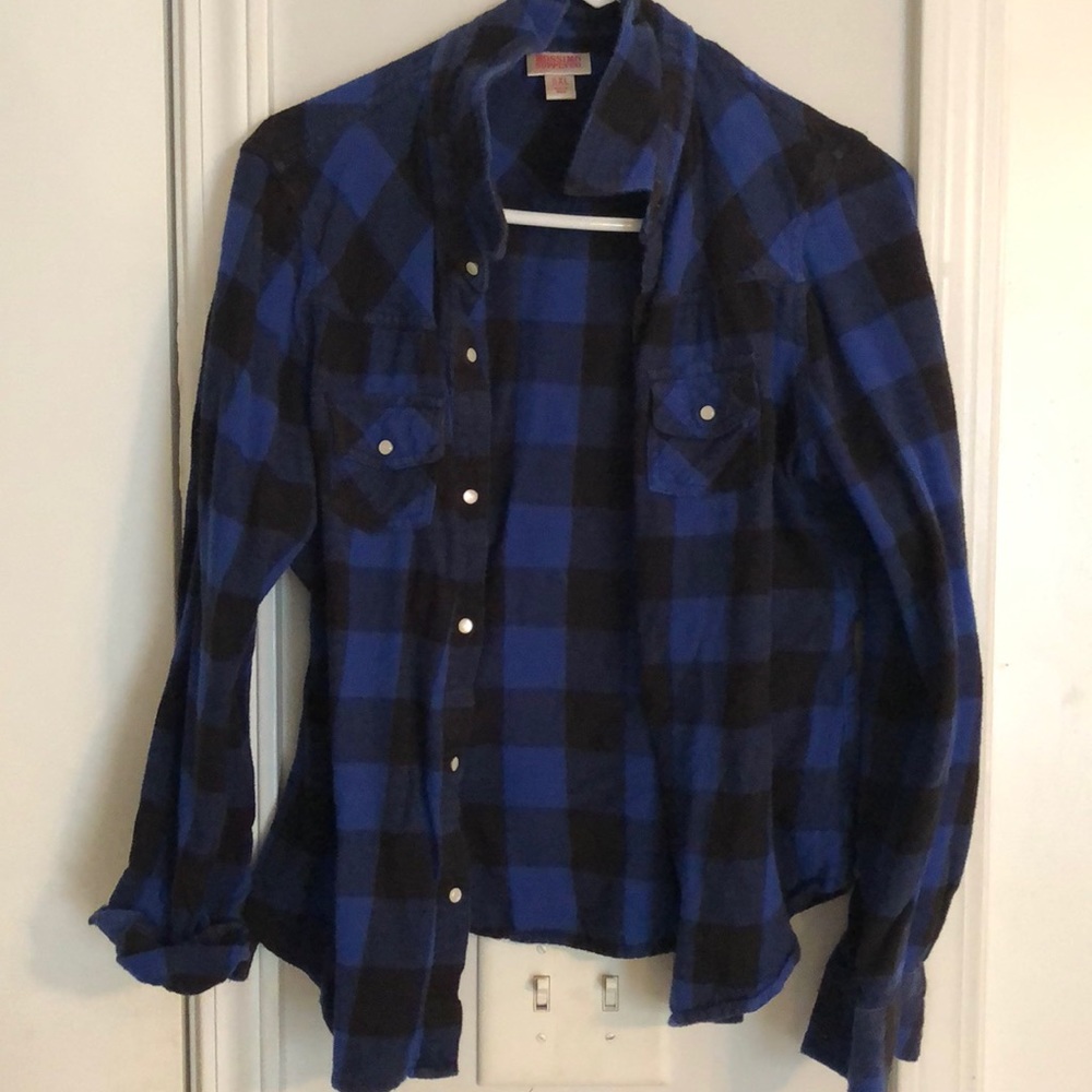 Blue and black plaid flannel