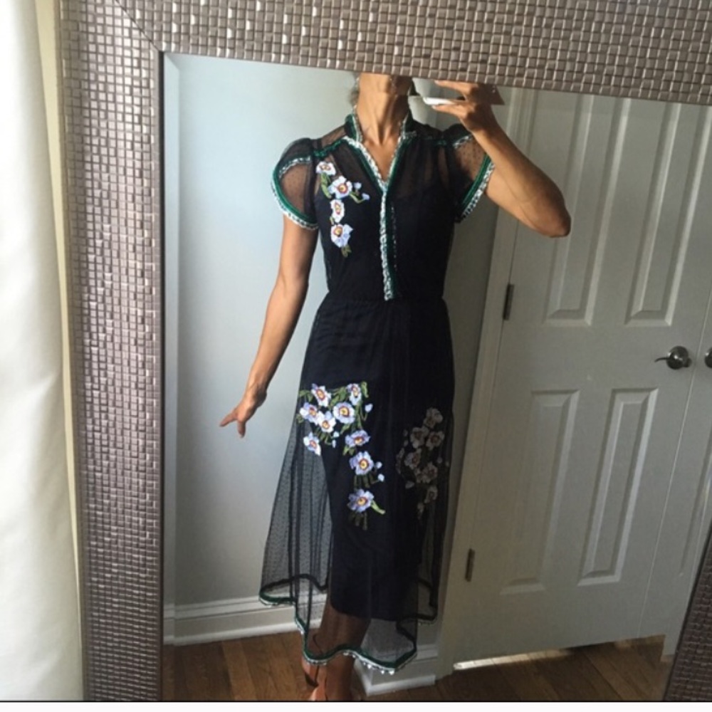 Floral Embroidered  and Tulle Dress