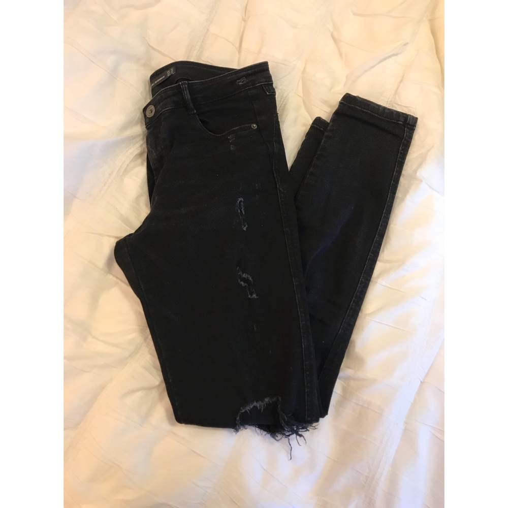 Zara Distressed Black Skinny Jeans