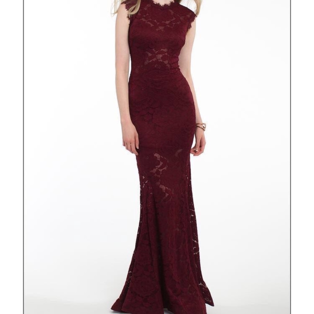 Betsy Adam lace wine dress
