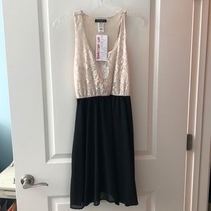 Cream and Black Tank Dress