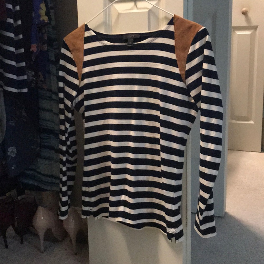 EUC J. Crew l/s with suede cap sleeves