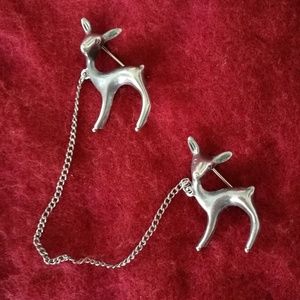 Cute Vintage Sterling Silver Double Dog Pin