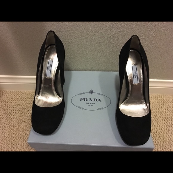 Prada Suede Platforms, Black - Picture 4 of 4