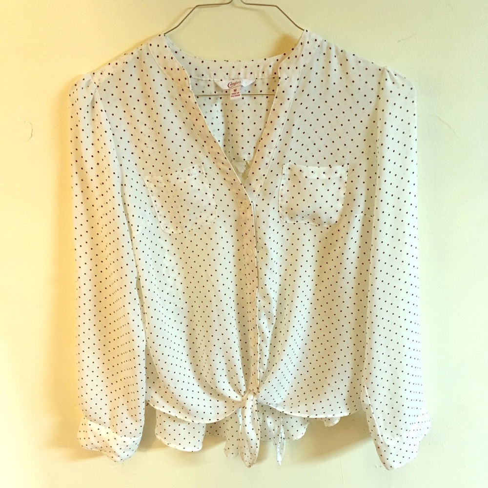 White Candies blouse with black polka dots