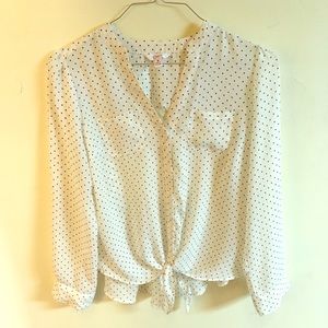 White Candies blouse with black polka dots
