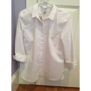 LOFT Refined Softened Shirt (White), size LP