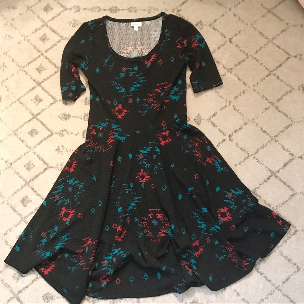 LuLaRoe Nicole - Black with Aztec Print