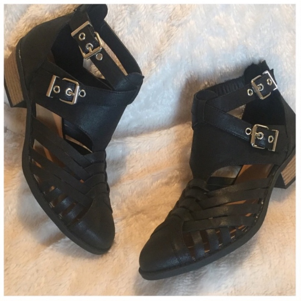 Black Low Heel Bootie - Picture 2 of 2