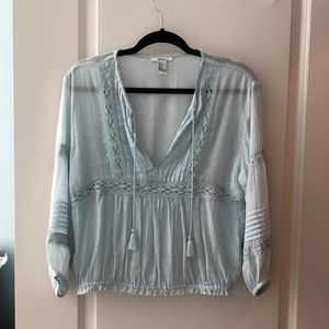 Light Blue Peasant Top