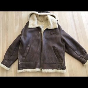 B-3 Leather and Shearling Bomber Jacket