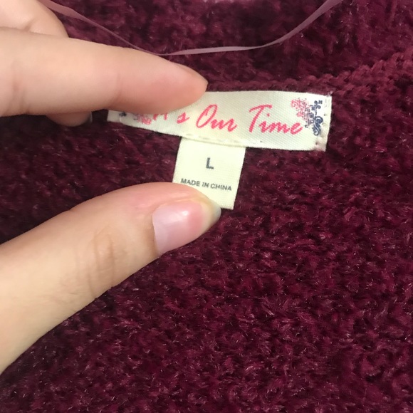 wine color cardigan sweater - Picture 2 of 3