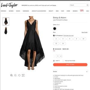 Betsey and Adam High Low Dress. Cocktail.