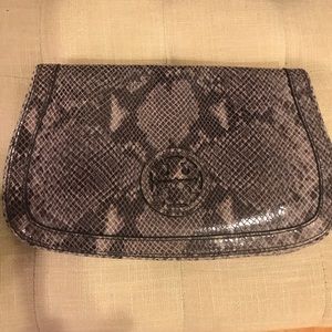 Tory Burch Snakeskin Clutch with crossbody strap