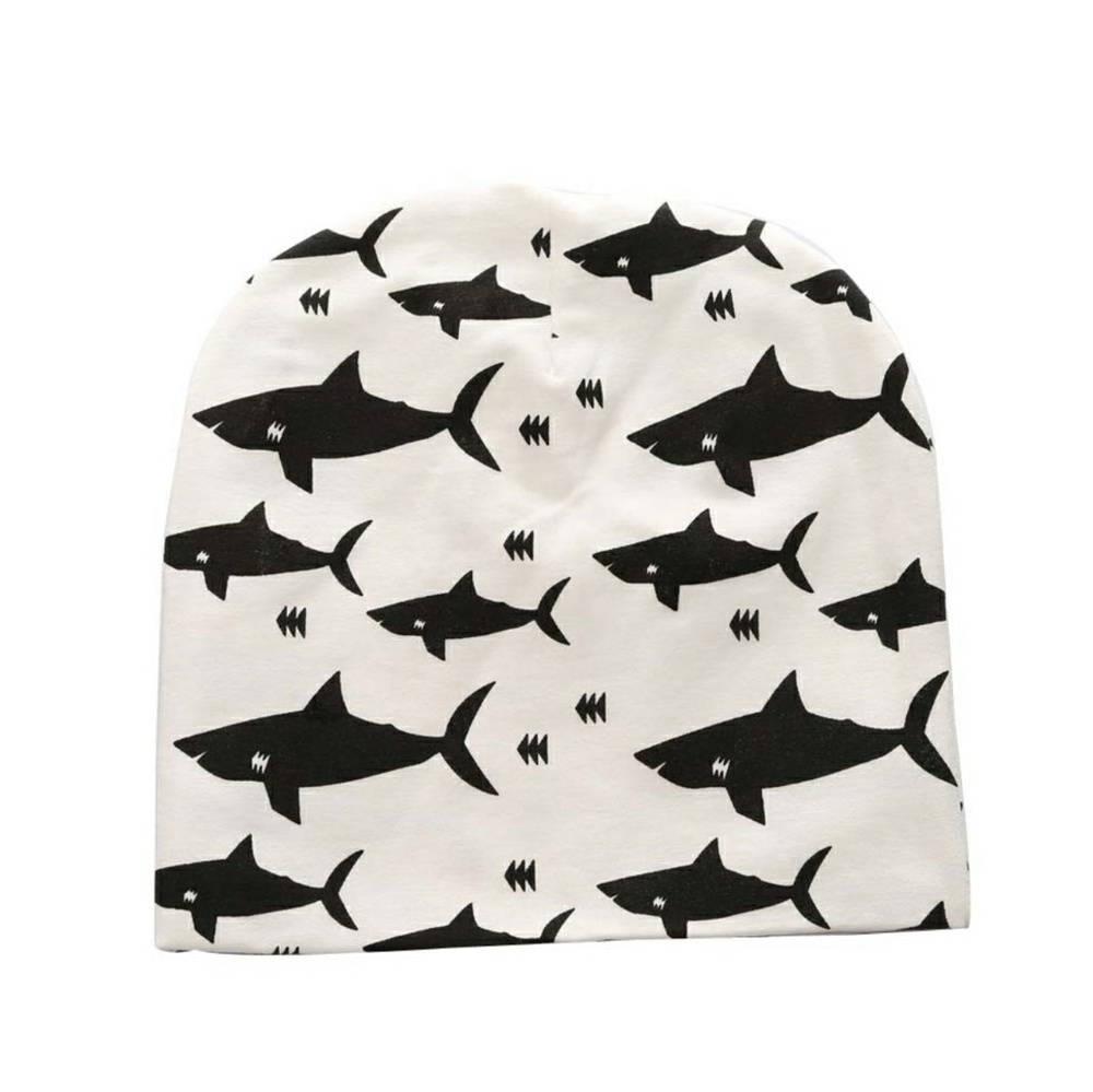 Shark Print Kids Hat Cotton Size One Size (0-3)