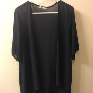 Navy Sheer Top