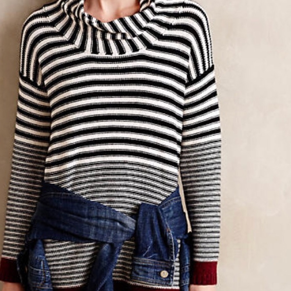 Anthropologie Echo Stripe Cowlneck Sweater