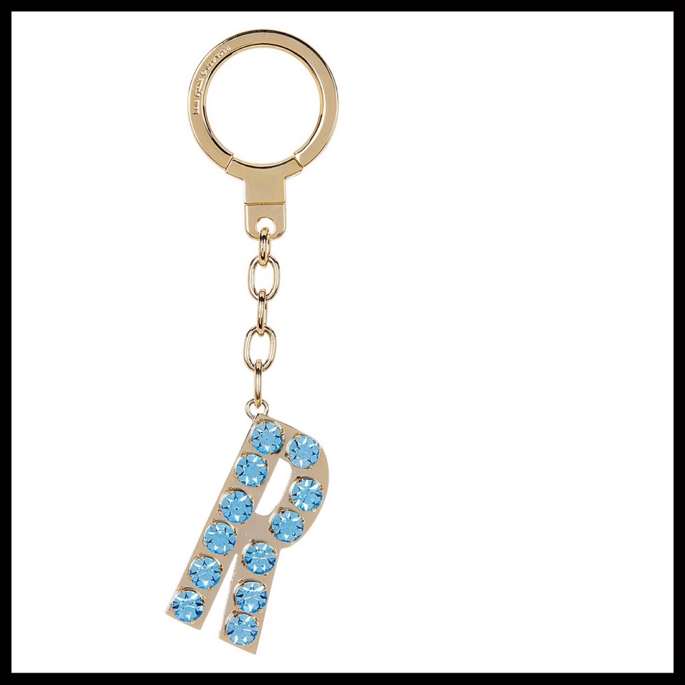 KATE SPADE PAVE CRYSTAL BAG CHARM “R” KEY RING - Picture 7 of 8