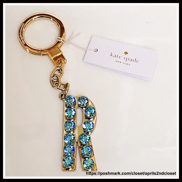 KATE SPADE PAVE CRYSTAL BAG CHARM “R” KEY RING - Picture 4 of 8