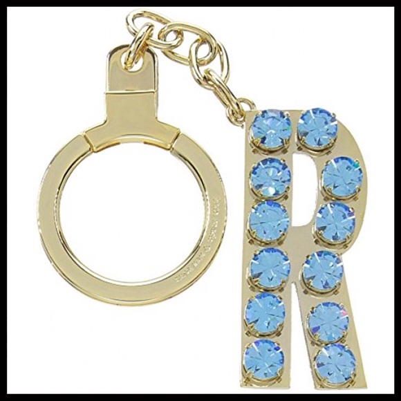 KATE SPADE PAVE CRYSTAL BAG CHARM “R” KEY RING - Picture 5 of 8