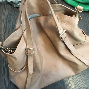 Tan oversized shoulder bag