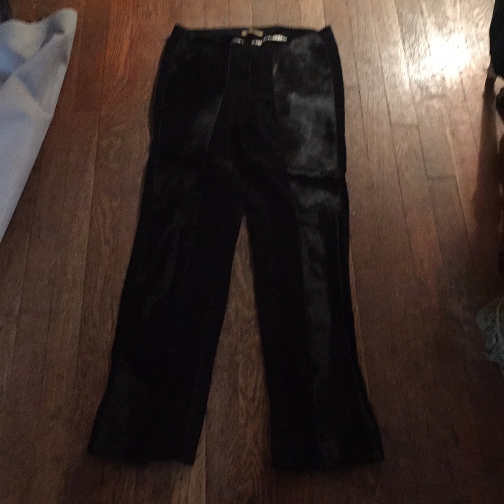 Black pony fur and suede pants