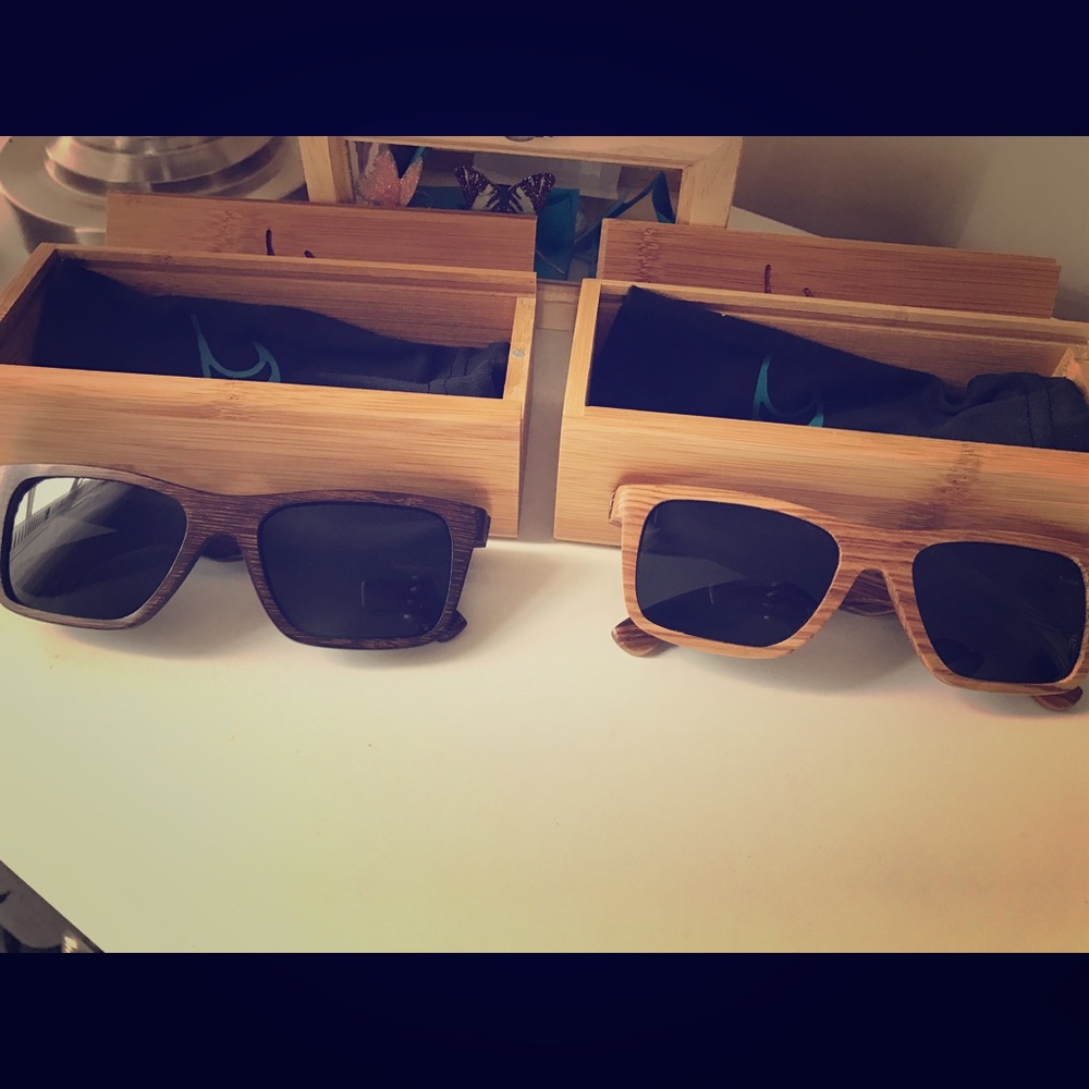 Brown & Tan wood sunglasses