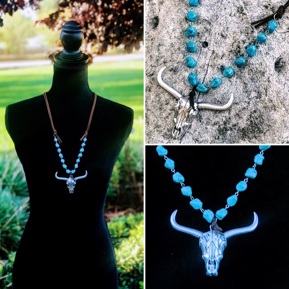 Rock 47 by Wrangler Bull Skull Necklace