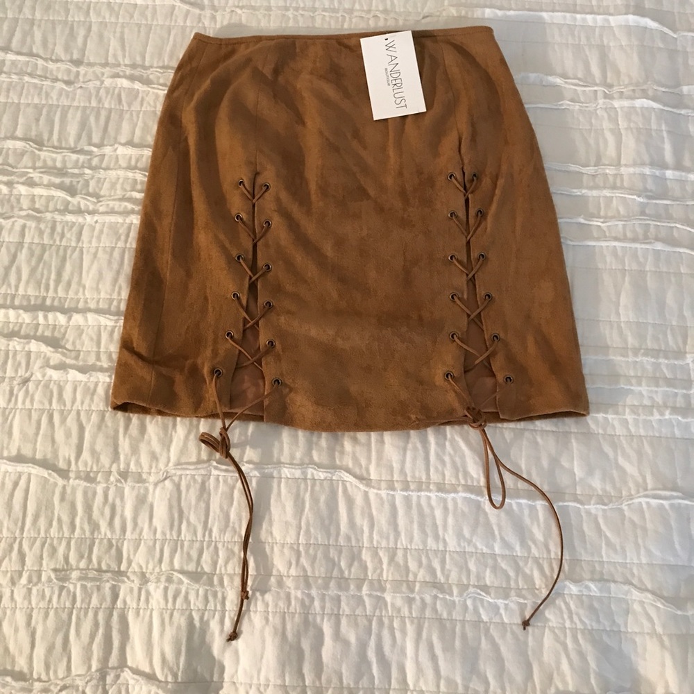 Lace up Suede skirt