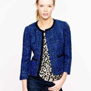J. Crew Lady Jacket Boxy Blue Boucle Tweed sz 2