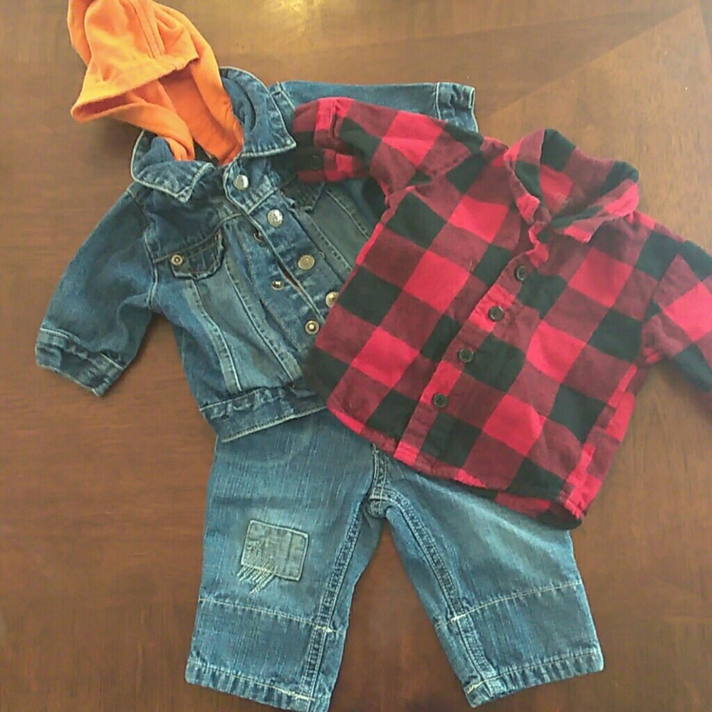 Flannel Jean Jacket Hoodie 0-3 Lot boy Arizona