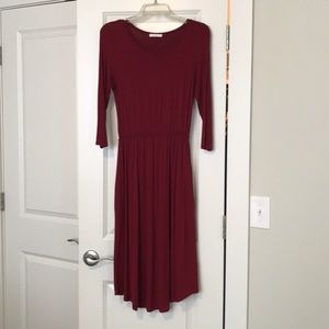 Wine Pocket Midi Dress