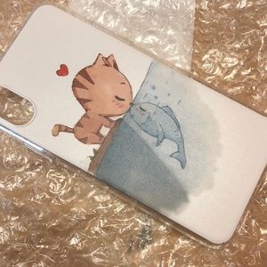 Cat and fish kissing IPhone X case
