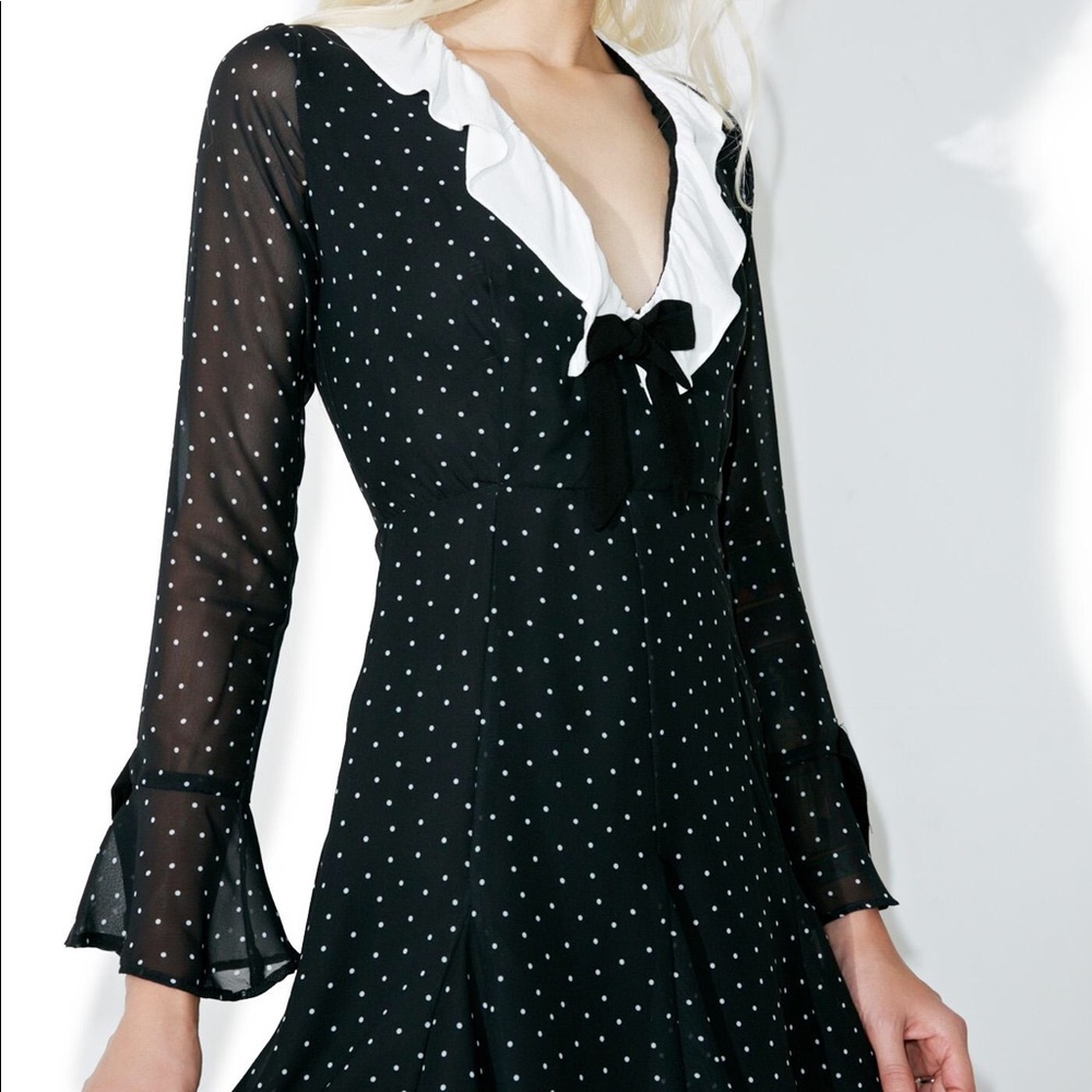 Blk Polka Dot For Love and Lemons Mini Dress