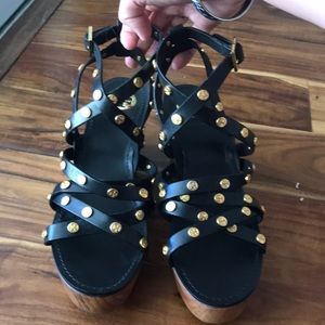 Black Tory Burch sandal wedges