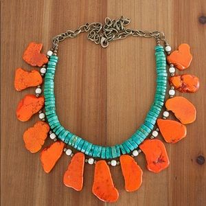 Tribal Chunky Boho Turquoise Statement Necklace