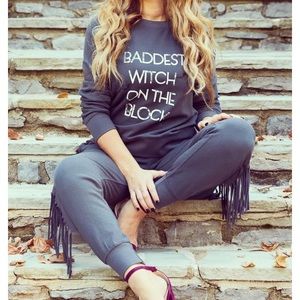 Kittenish fringe joggers