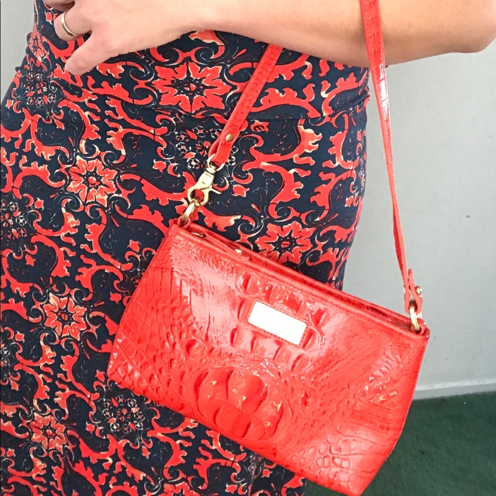 Brahmin embossed crocodile leather clutch