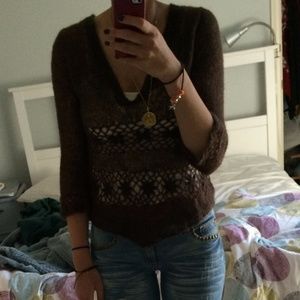 Knit brown see through sweater