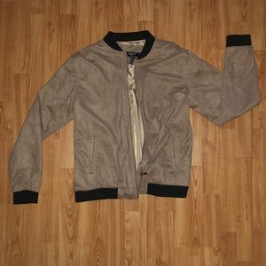 Faux suede bomber jacket