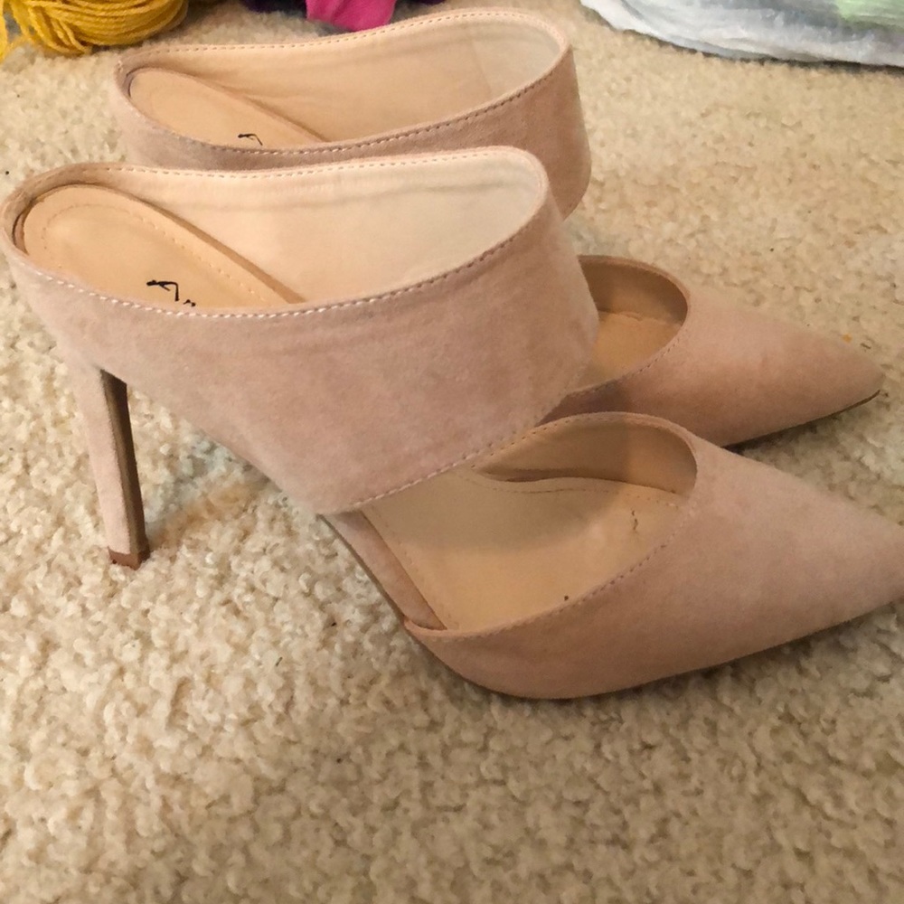 Nude suede heels